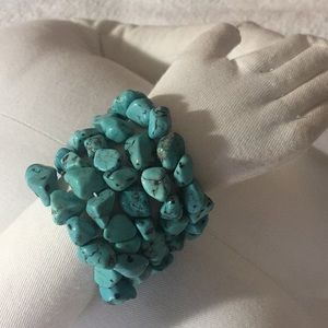 Turquoise Bead Five Strand Bracelet Set